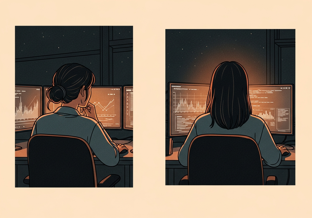 Illustration of Swati Arya at a workstation